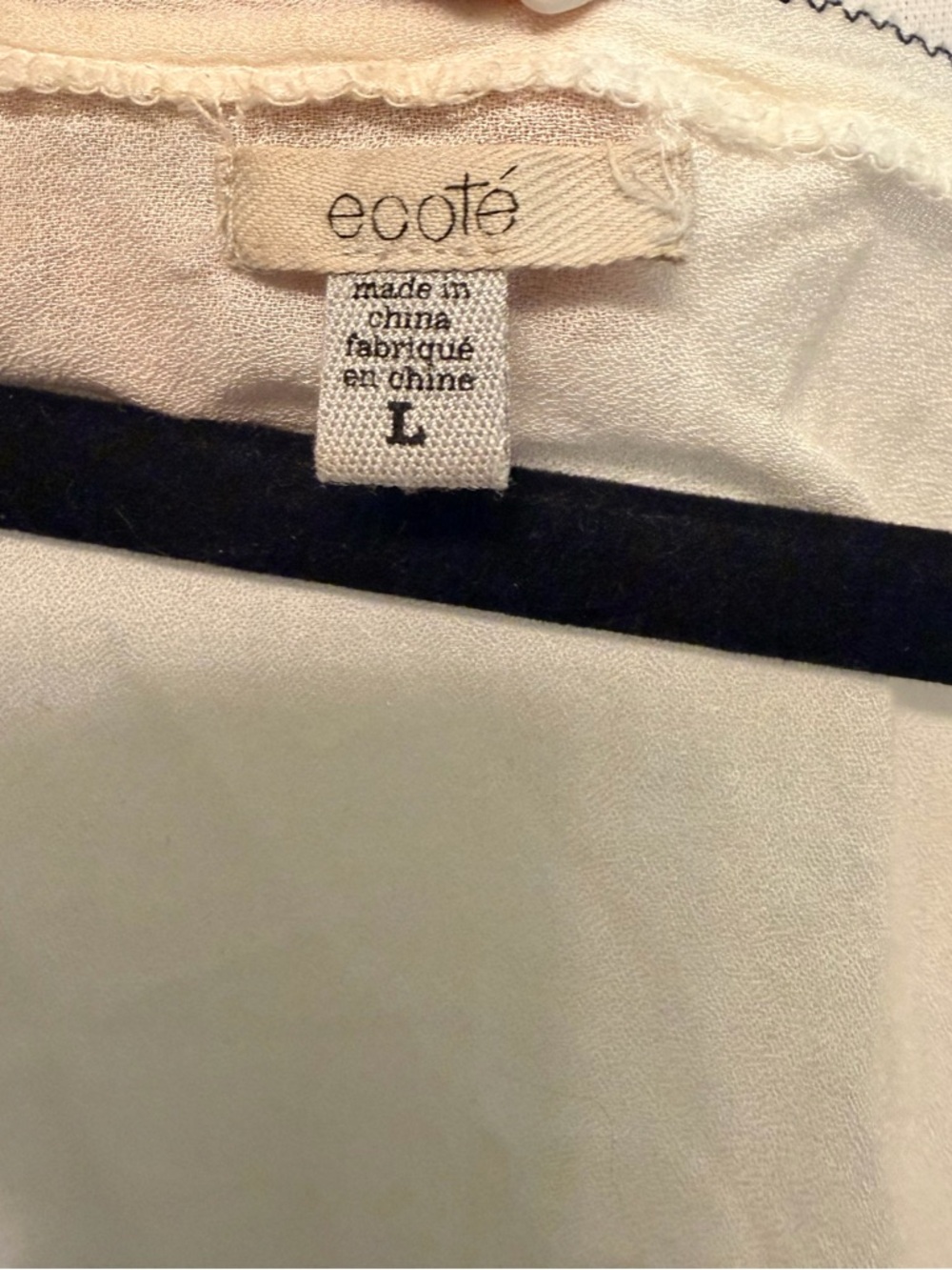 Ecote by Urban Outfitters Cream V-Neck Embroidered Boho Tunic with Navy Detail - Picture 3 of 10
